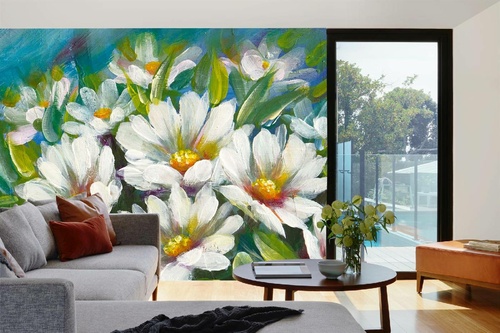 Vlies Fototapete - Gemälde - Wilde Wiesenblumen 375 x 250 cm